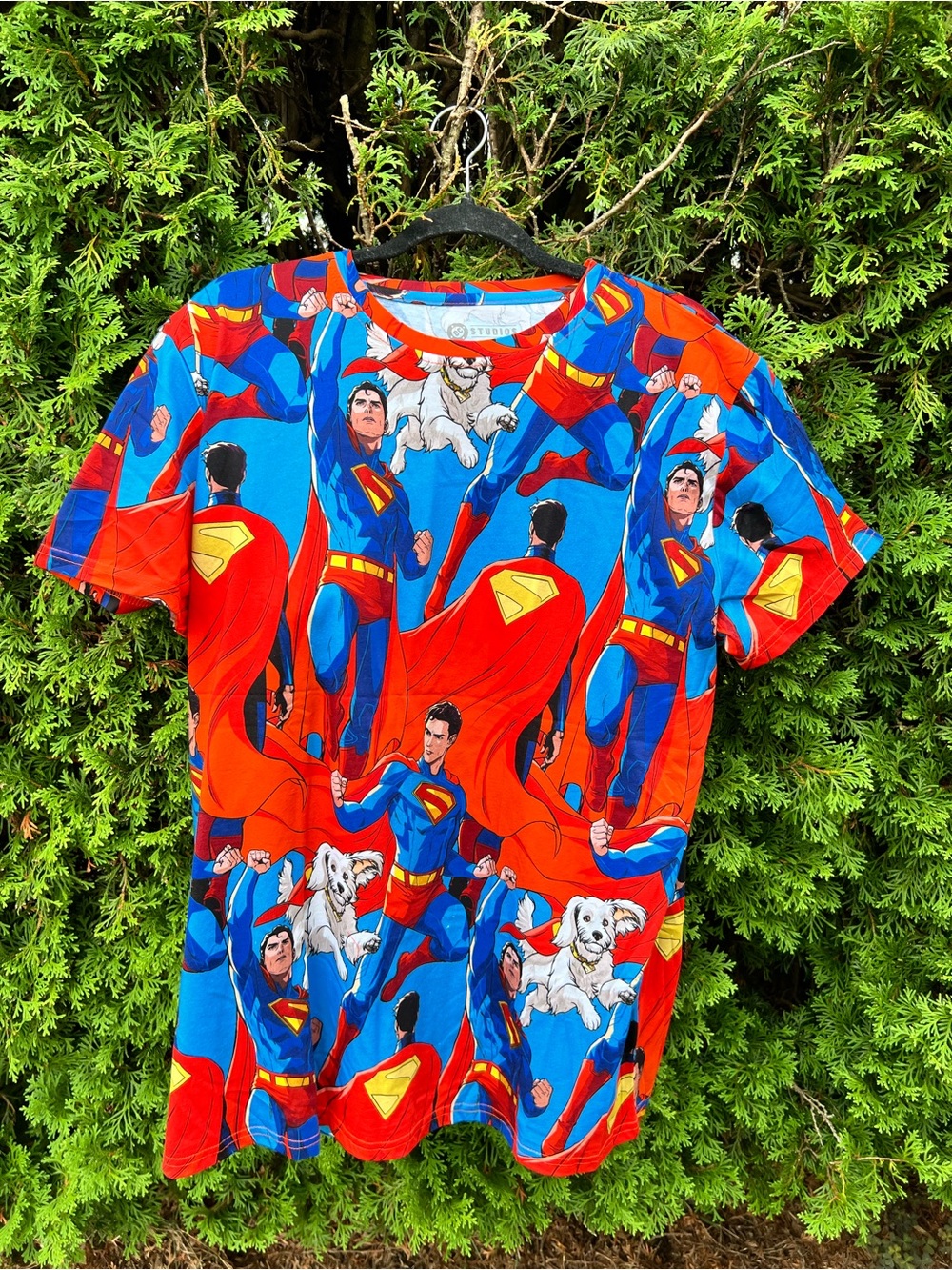 Superman All-Over Graphic Short Sleeve Tee - Blue & Red